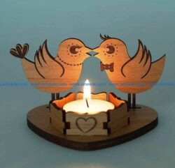 Double bird candlesticks file cdr and dxf free vector download for Laser cut