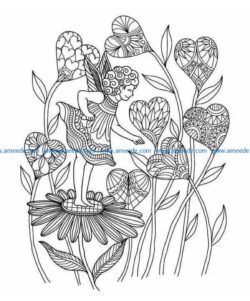 Fairy with heart flowers file cdr and dxf free vector download for laser engraving machines
