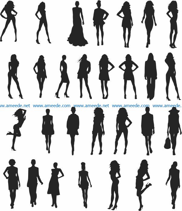 Female silhouettes file cdr and dxf free vector download for Laser cut Plasma