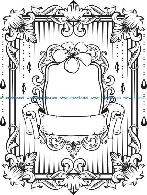 Floral frame file cdr and dxf free vector download for laser engraving machines