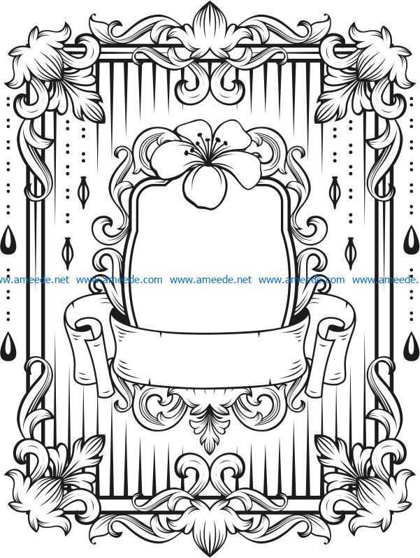 Damask Monogram Frame [SVG, DXF], Cutting Machine & Laser Cutting Designs