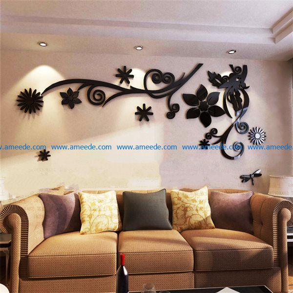 Flower wall decor file cdr and dxf free vector download for Laser cut