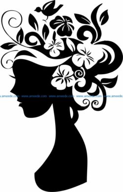 Girl with flowers on her head file cdr and dxf free vector download for laser engraving machines