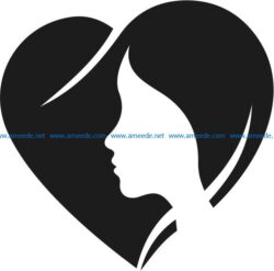 Heart with girl file cdr and dxf free vector download for Laser cut