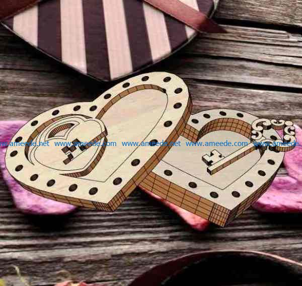 Heart with lock file cdr and dxf free vector download for Laser cut