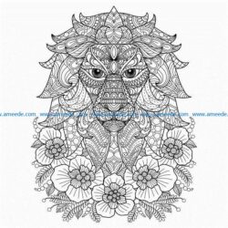 Lions and flowers  file cdr and dxf free vector download for laser engraving machines