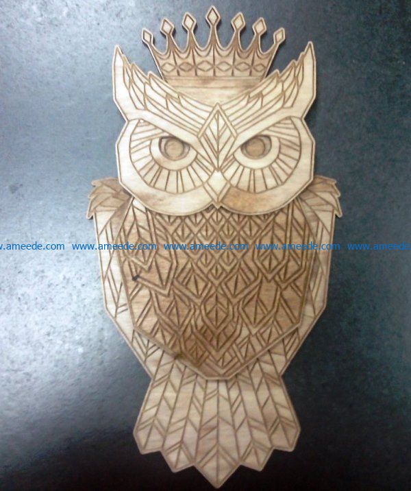 Owl with crown file cdr and dxf free vector download for Laser cut