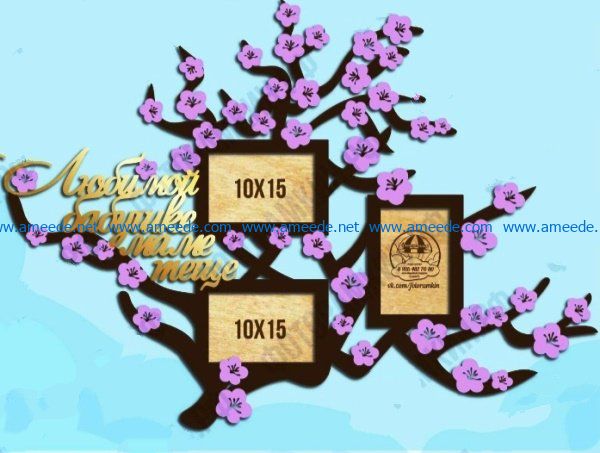 Peach blossom photo frame file cdr and dxf free vector download for Laser cut