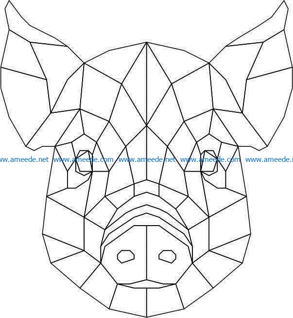 Pig head 3d murals file cdr and dxf free vector download for Laser cut Plasma