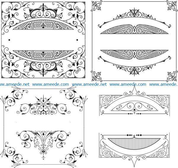 Retro Element file cdr and dxf free vector download for laser engraving machines