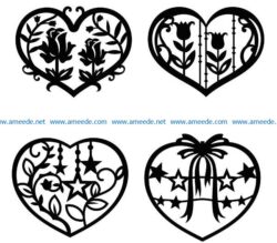 Rose heart file cdr and dxf free vector download for Laser cut
