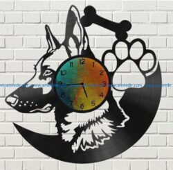 Shepherd dog wall clock file cdr and dxf free vector download for Laser cut
