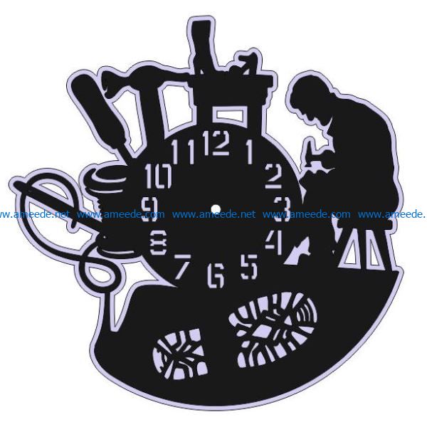 Shoemaker wall clock file cdr and dxf free vector download for Laser cut