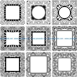 Square decorative designs file cdr and dxf free vector download for laser engraving machines