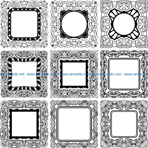 Square decorative designs file cdr and dxf free vector download for laser engraving machines