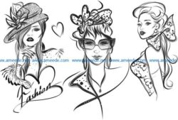 Stylish girls file cdr and dxf free vector download for print or laser engraving machines