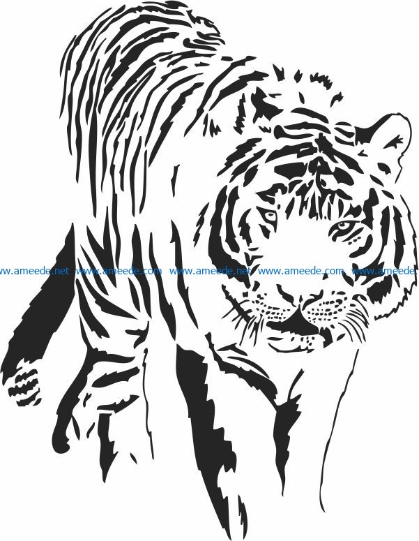 Tiger looking for prey file cdr and dxf free vector download for laser engraving machines