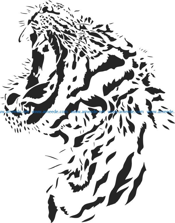 Tiger roar file cdr and dxf free vector download for laser engraving machines