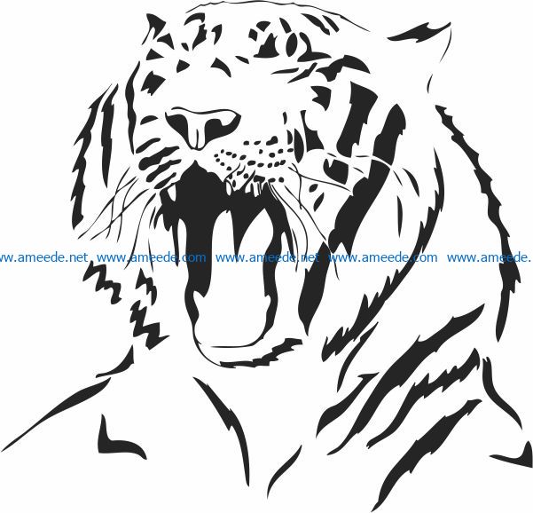 Tiger yawning file cdr and dxf free vector download for laser engraving machines