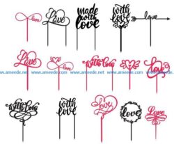 Topper love file cdr and dxf free vector download for Laser cut