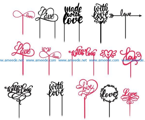 Topper love file cdr and dxf free vector download for Laser cut
