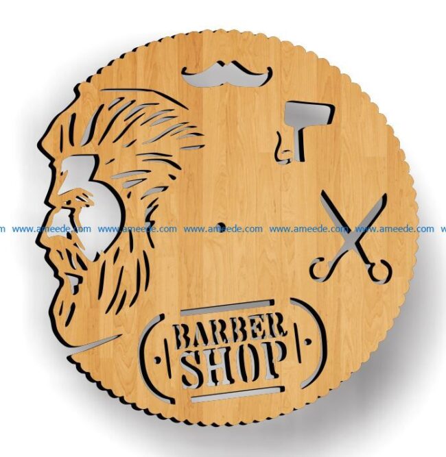 Wall clock decorated hair salon file cdr and dxf free vector download for Laser cut