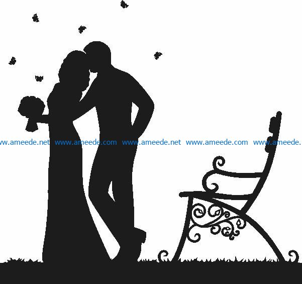 Wedding in the park file cdr and dxf free vector download for Laser cut Plasma