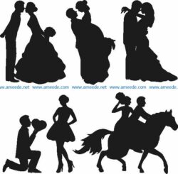 Wedding silhouette file cdr and dxf free vector download for Laser cut Plasma