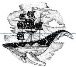 Whale boat file cdr and dxf free vector download for laser engraving machines