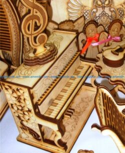 Wooden piano file cdr and dxf free vector download for Laser cut