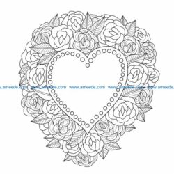 Wreath of hearts file cdr and dxf free vector download for laser engraving machines