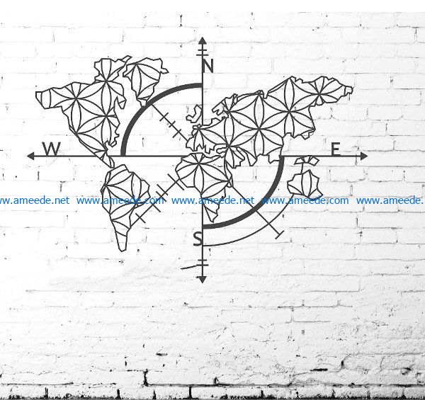 Murals of the world map file cdr and dxf free vector download for Laser cut Plasma