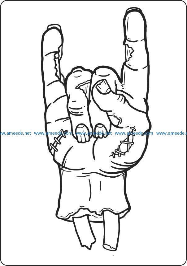 Zombie hand file cdr and dxf free vector download for laser engraving machines