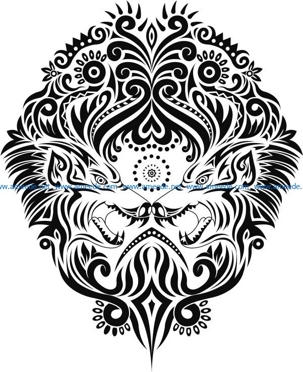ethnic wolf file cdr and dxf free vector download for print or laser engraving machines