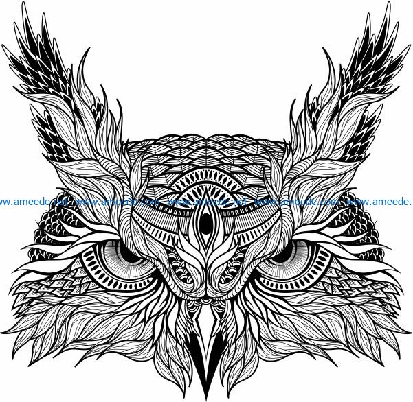 owl face file cdr and dxf free vector download for laser engraving machines