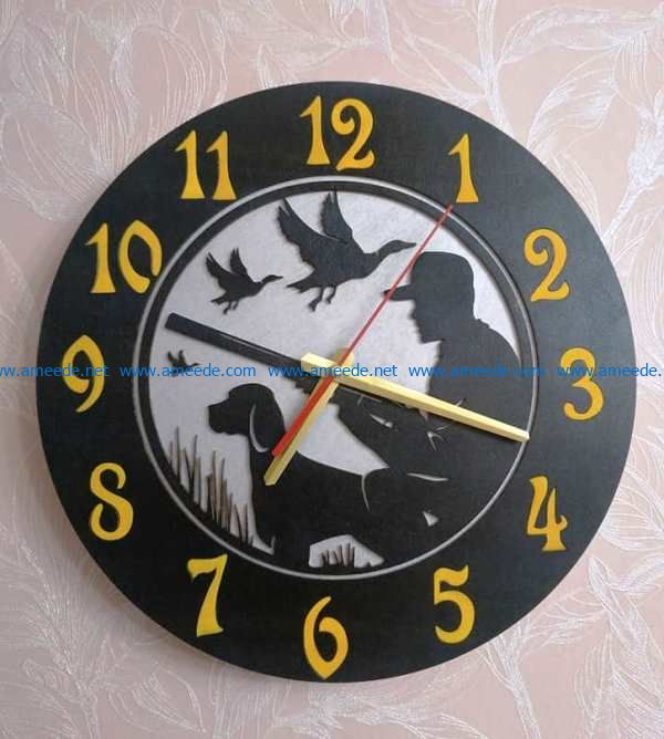 round hunting clock file cdr and dxf free vector download for Laser cut