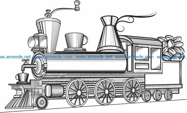 steam locomotive file cdr and dxf free vector download for laser engraving machines