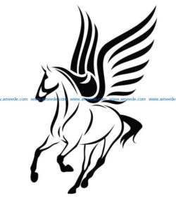 winged horsefile cdr and dxf free vector download for laser engraving machines