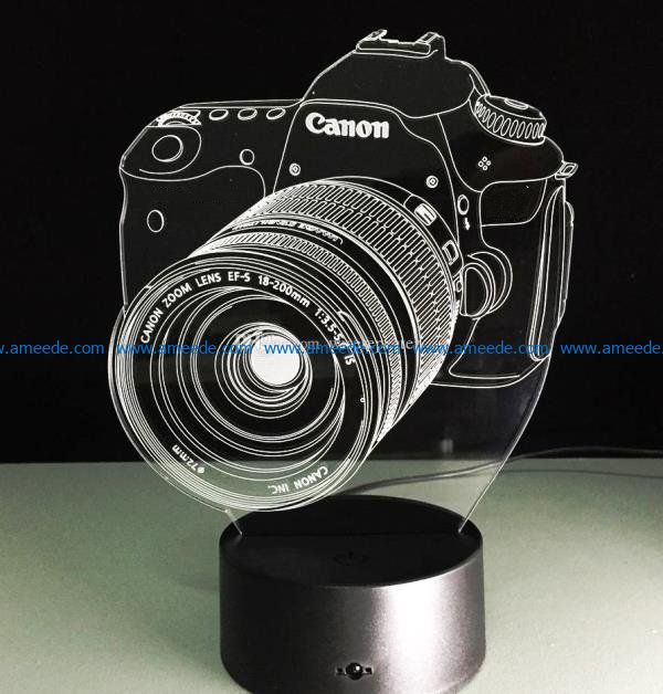 3D illusion led lamp canon free vector download for laser engraving machines