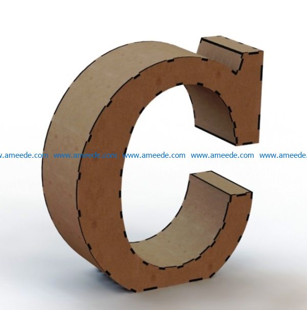 3d letter C file cdr and dxf free vector download for Laser cut