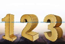 3d number file cdr and dxf free vector download for Laser cut