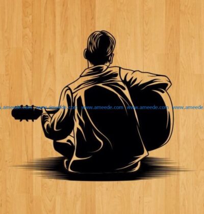 Back man playing guitar file cdr and dxf free vector download for laser engraving machines