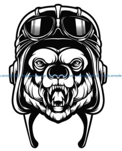 Bear with glasses file cdr and dxf free vector download for laser engraving machines