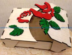 Box with a rose file cdr and dxf free vector download for Laser cut