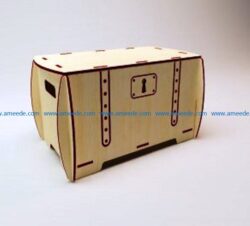 Box with lock file cdr and dxf free vector download for Laser cut
