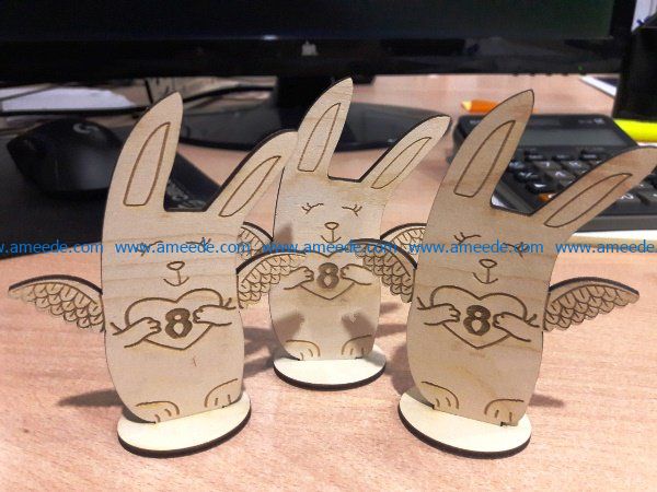 Bunny in August file cdr and dxf free vector download for Laser cut