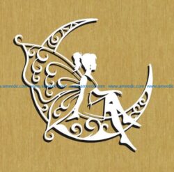 Butterfly fairy with moon file cdr and dxf free vector download for Laser cut