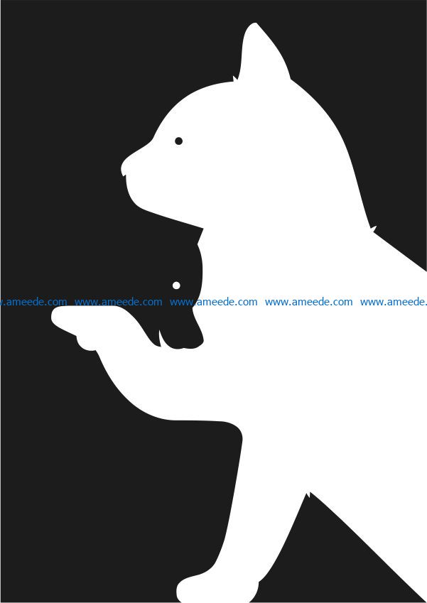 Cat and bear illusion file cdr and dxf free vector download for Laser cut