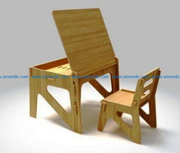 Children table with chairs file cdr and dxf free vector download for Laser cut
