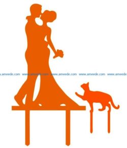 Couple and cat topper file cdr and dxf free vector download for Laser cut